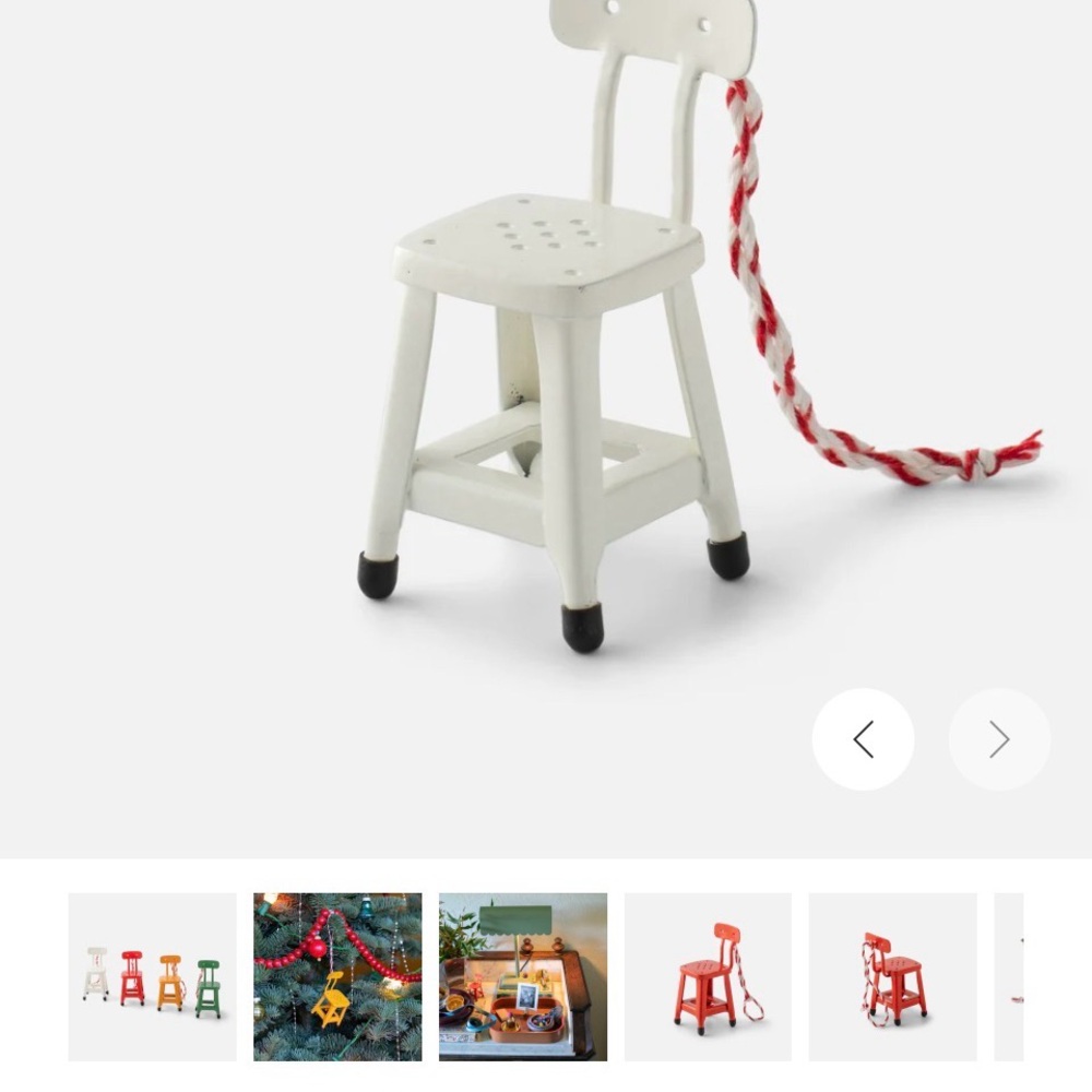 Schoolhouse Chair Ornament with Red Rope
